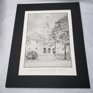 Colonial Williamsburg Capitol Art Print in Black and White 11 X 14
